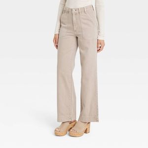Women's High-Rise Wide Leg Jeans - Universal Thread Khaki 6 Short